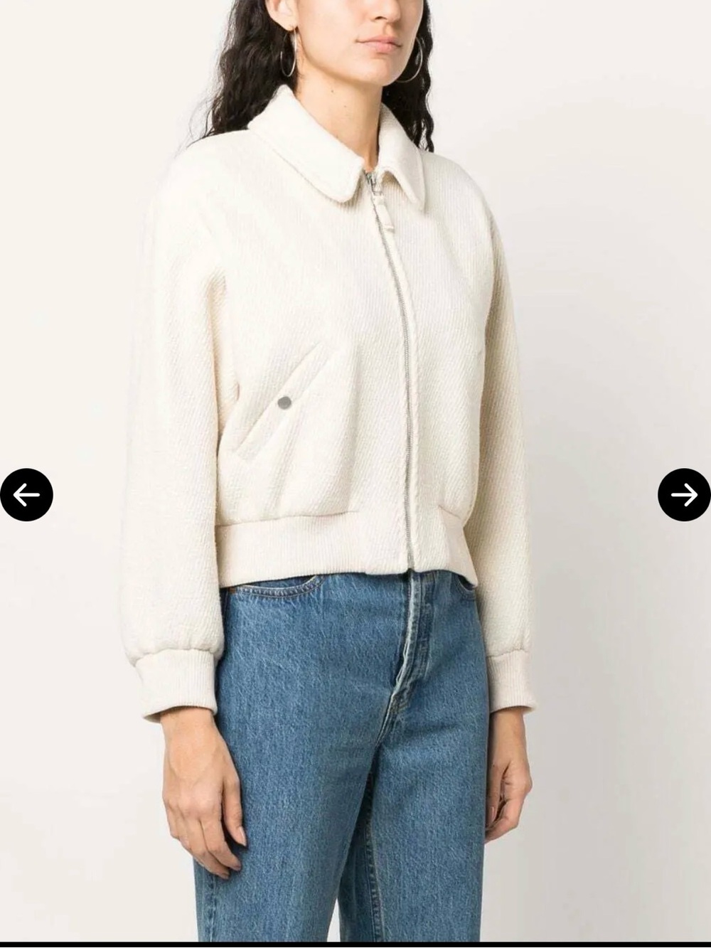 ba&sh Cream Zip-Front Bomber Jacket